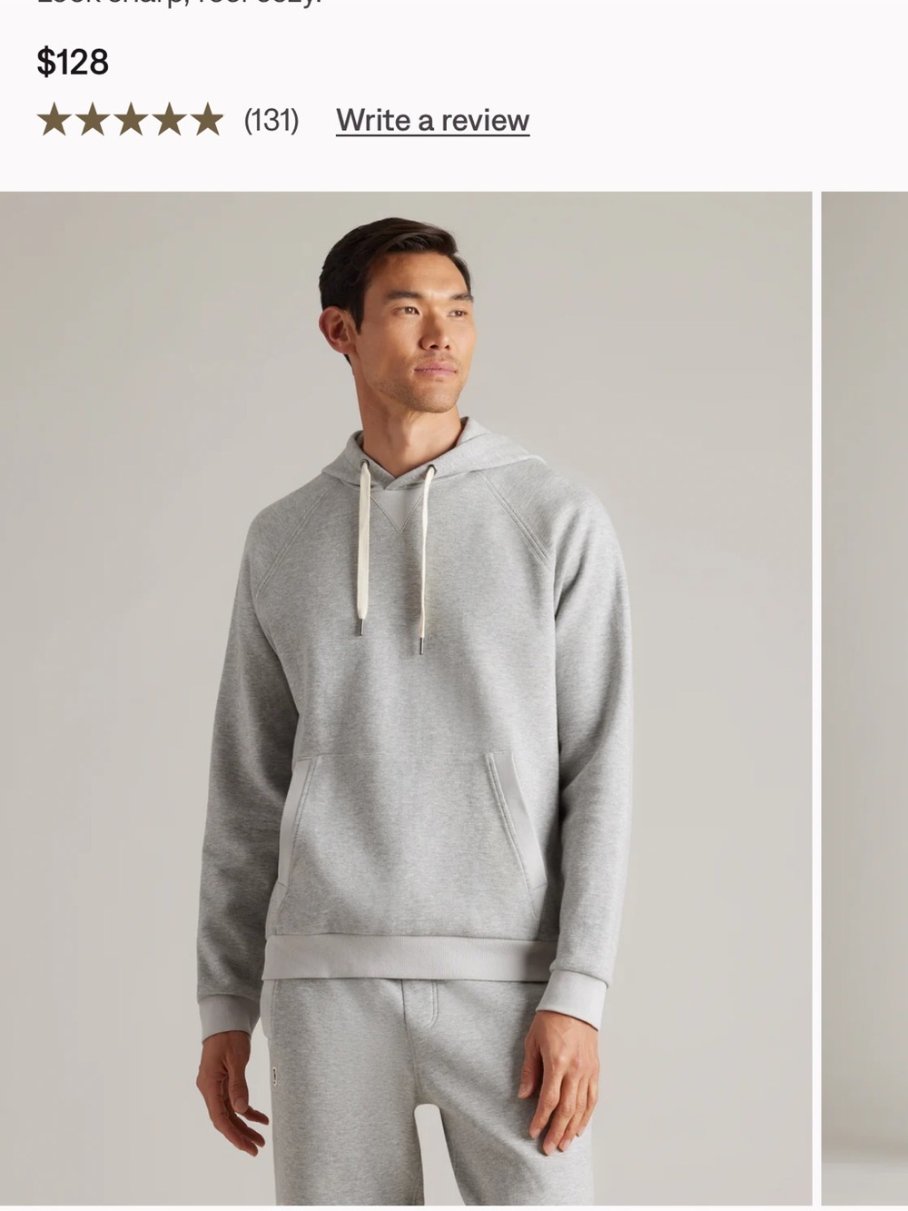 RHONE Light Gray Pullover Hoodie with Contrast Drawcord